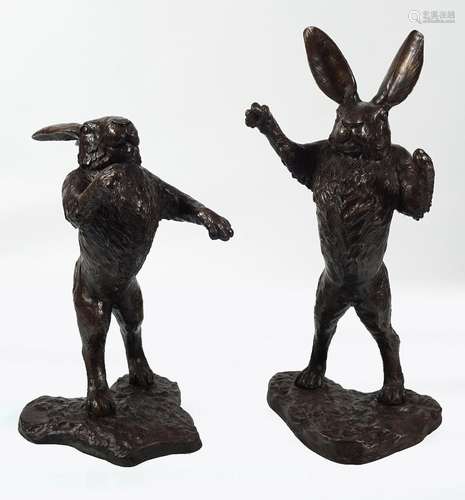 PAIR OF BRONZE SCULPTURES