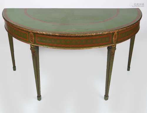 19TH-CENTURY PAINTED & PARCEL GILT SIDE TABLE