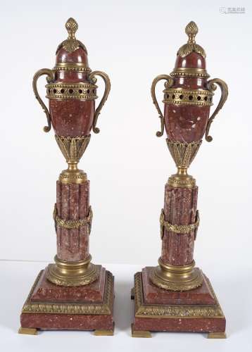 PAIR OF ROUGE ROYALE MARBLE CASSOULETS