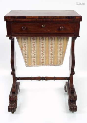 EARLY 19TH-CENTURY ROSEWOOD GAMES/WORK TABLE
