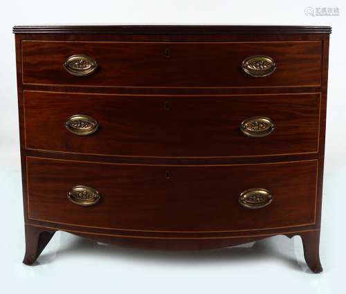 19TH-CENTURY MAHOGANY AND INLAID BOW FRONT CHEST