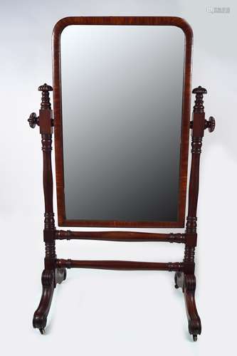 19TH-CENTURY MAHOGANY CHEVAL DRESSING MIRROR