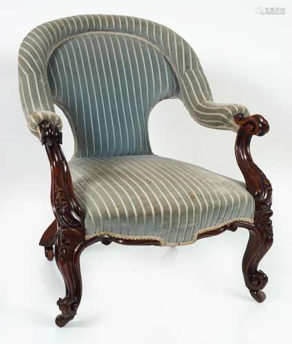 EARLY VICTORIAN ROSEWOOD ARMCHAIR