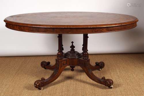 19TH-CENTURY WALNUT AND MARQUETRY TABLE