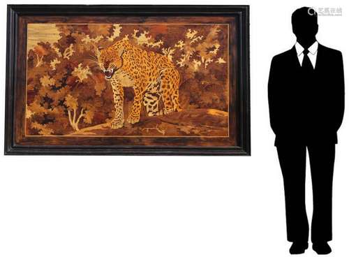 Monumental French Marquetry Jaguar Panel