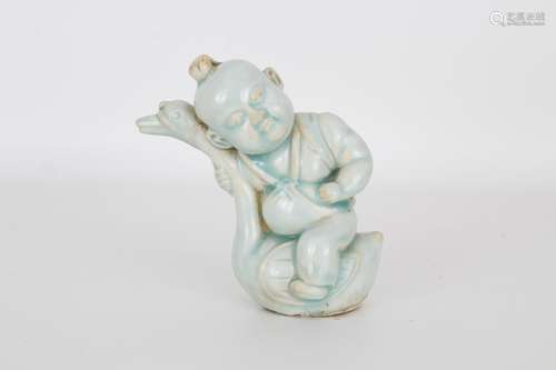 17th C. Chinese Qingbai Figure of Boy & Goose