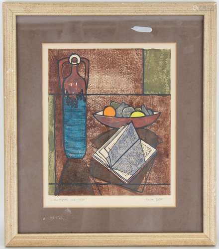 20th C. Cubist Still Life Painting, Signed