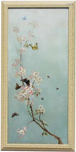 American School (19th C.) Painting of Butterflies