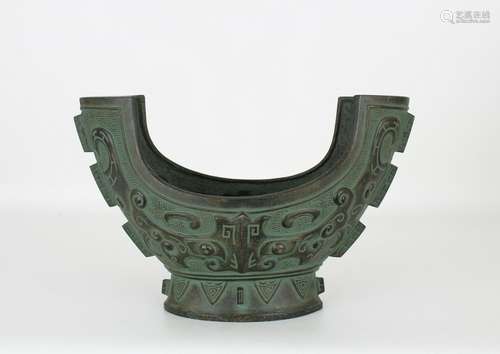 Chinese Patinated Archaic Style Bronze Vessel