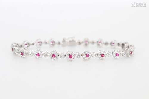 14K Gold Ruby & Diamond Bracelet