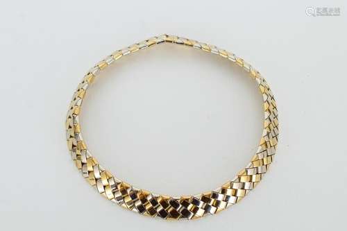 18K Yellow & White Gold Woven Necklace