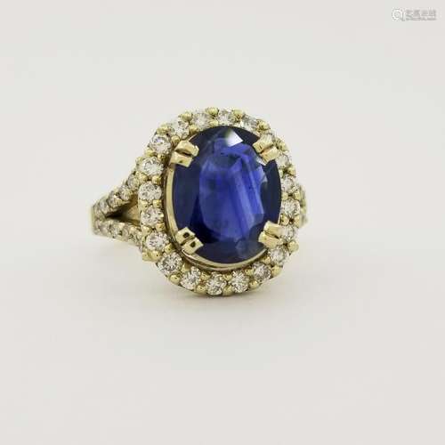 14K White Gold Sapphire & Diamond Ring