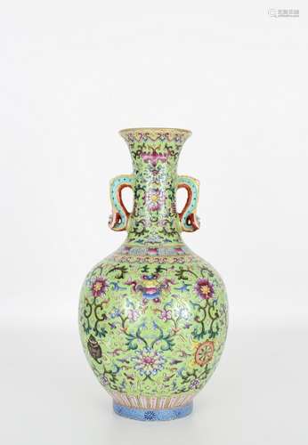 Chinese Famille Rose Vase, Qianlong Mark