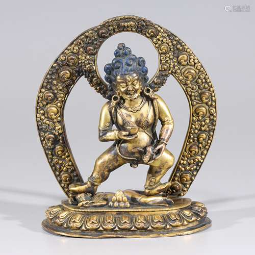 Sino-Tibetan Gilt Bronze Standing Figure