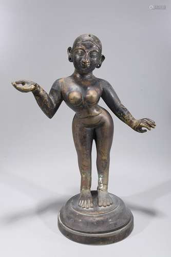 Antique Indian Bronze Statue of Radha