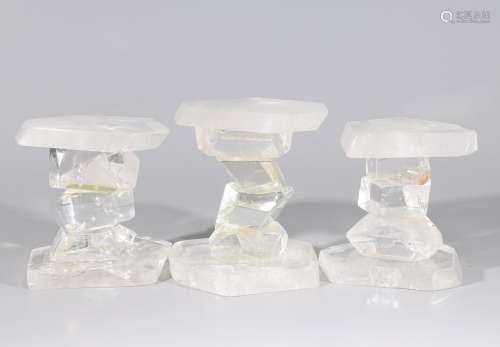 Three Quartz Crystal Pedestals