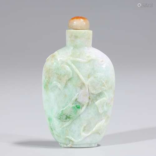 Antique Chinese Carved Jadeite Snuff Bottle