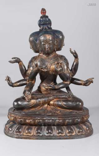 Large Sino-Tibetan Bronze Seated Deity