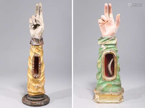 Two Antique Spanish or Italian Carved Reliquaries