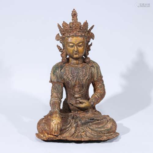 Sino-Tibetan Gilt Bronze Buddha Statue