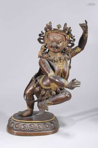 Gilt & Copper Sino-Tibetan Statue of Palden Lhamo