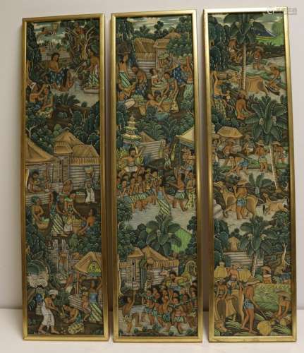 Group of 3 Kt. Geremberg Signed Balinese Gouaches