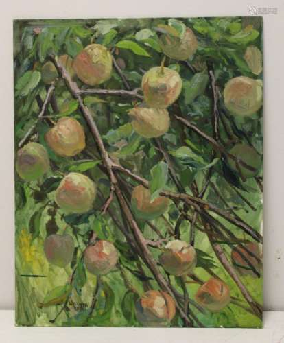 W. A. Drake Signed & Dated Oil On Board Apples.