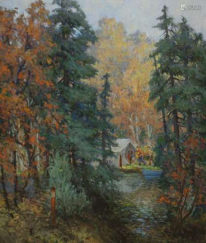 W. A. Drake Oil On Canvas Forest Scene.