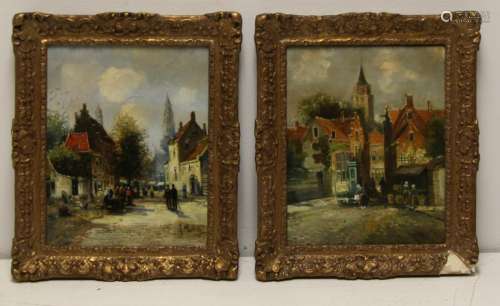 A. Markens Signed Oils on Canvas Village Scenes.