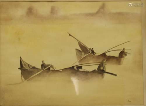 Doak Signed Watercolor Of Boats.