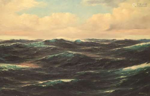 F Schneider Signed Oil on Canvas Seascape.