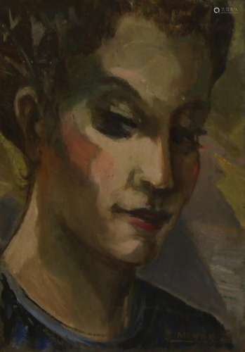 Signed R. Mendel Oil on Board Portrait of a Woman.