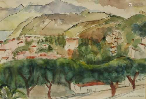 Signed G Muller? Watercolor on Paper Landscape.