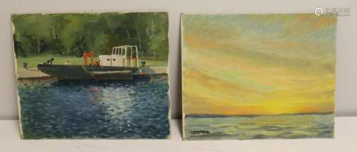 Pair of W.A. Drake Signed Oils on Canvas Board.