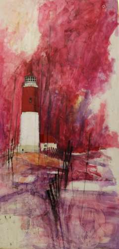 Rogers Signed Oil on Board Lighthouse Scene.