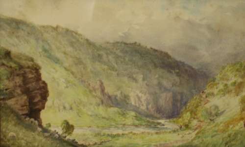 H.Peach Signed Watercolor Landscape.