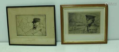 2 Bernhardt Signed Etchings on Paper.