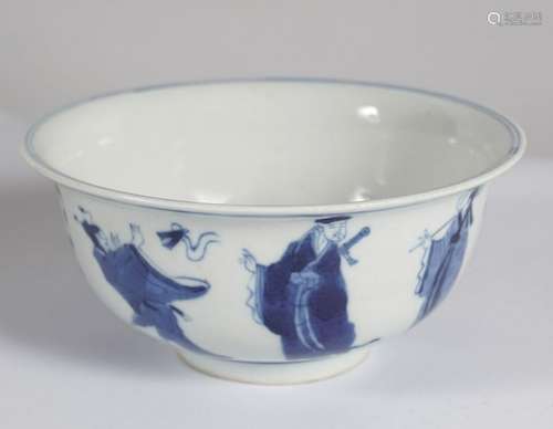 CHINESE BLUE AND WHITE EIGHT IMMORTALS BOWL