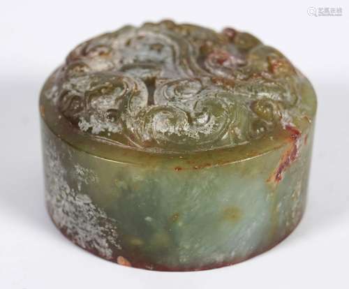 CHINESE QING PERIOD CIRCULAR SOAPSTONE SEAL