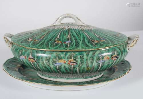 CHINESE REPUBLICAN TUREEN, COVER AND STAND