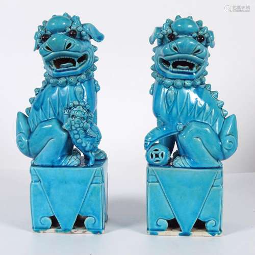 PAIR OF CHINESE QING FOO DOGS