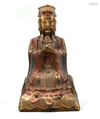 Chinese Gilt Lacquer Coated Bronze Figure,Qing D.