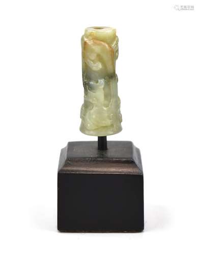 Chinese Mounted Jade Chi-Dragon Bead, Ming Dynasty