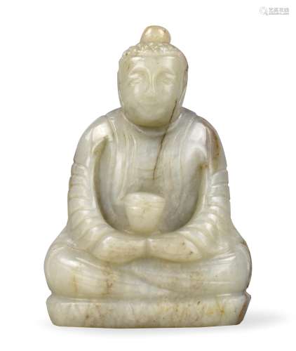 Chinese Carved Hetian Jade Buddha, Ming Dynasty