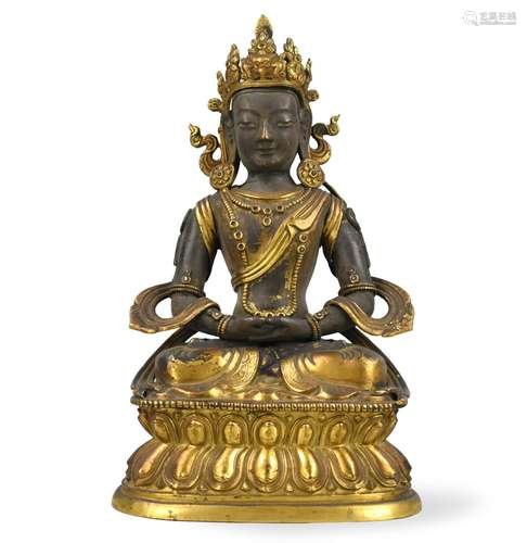 Chinese Gilt-Bronze Figure Of Amitayus, 18th C.