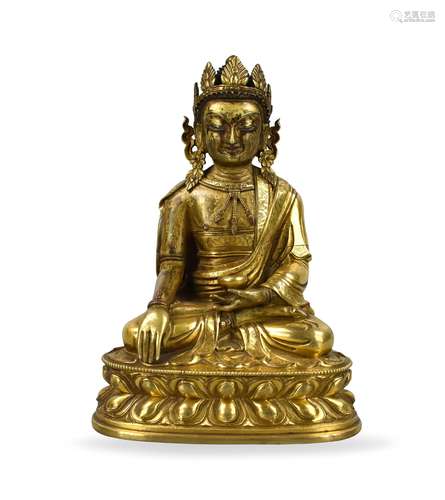 Sino-Tibetan Gilt Sakyamuni Buddha,Qianlong Period