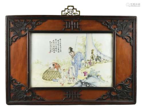 Chinese Painted Figiral Plaque, 19/20th C.