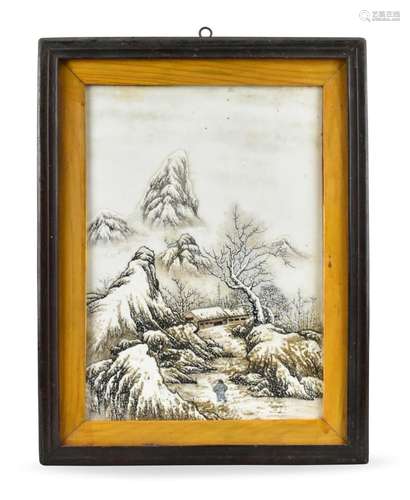 Chinese Porcelain Plaque of Snowy Scene,ROC Period