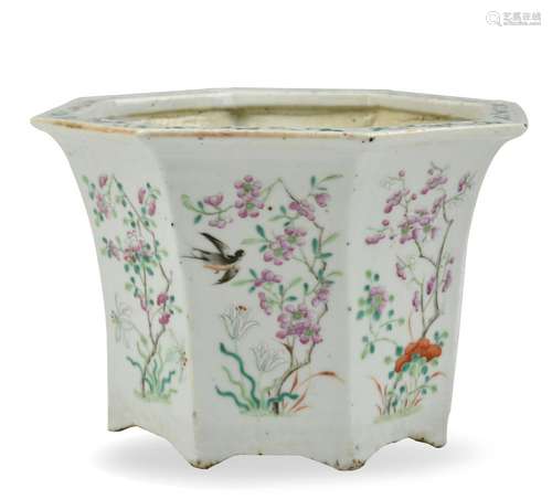 Chinese Famille Rose Octagonal Flower Pot,19th C.