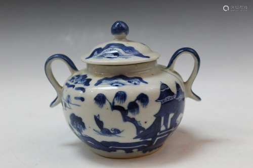 Chinese Blue and White Porcelain Sugar Bowl